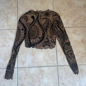 Mesh Long Sleeve Crop